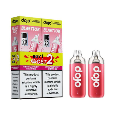 Vaporesso Dojo Blast 10K Kit Buy 1 Get 2 Bundle Straw-Raspberry Cherry Ice — buy online at VapeCity UK