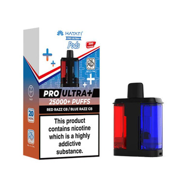 Hayati Pro + 25K Prefilled Pods Red Razz GB - Blue Razz GB 20mg — buy online at VapeCity UK