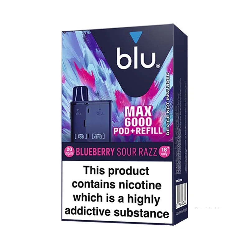 Blu Max 6000 Prefilled Pods Blueberry Sour Razz 20mg — buy online at VapeCity UK