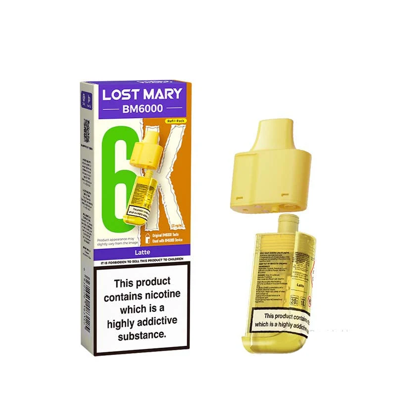 Lost Mary BM6000 Replaceable Pods 12ml Latte 20mg — buy online at VapeCity UK