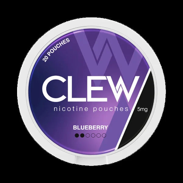 Clew Blueberry nicotine pouch tin, 20 slim tobacco-free pouches per can