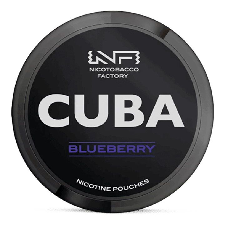 CUBA Black Blueberry nicotine pouch tin, 43mg ultra-strong tobacco-free pouch