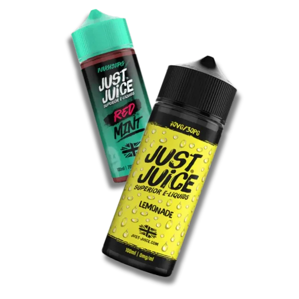 Just Juice 100ml shortfill e-liquid range, exotic fruit and ice flavours