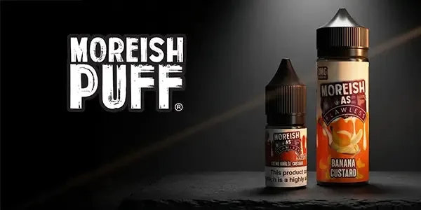 Moreish Puff e-liquid bottles, 100ml shortfill range