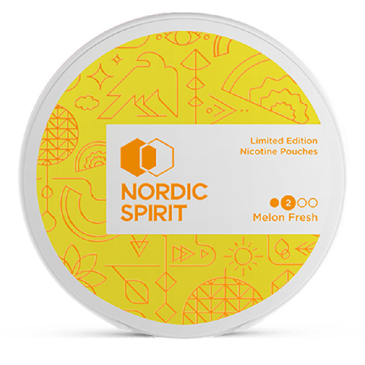Nordic Spirit Melon Fresh nicotine pouches showing the refreshed brand packaging