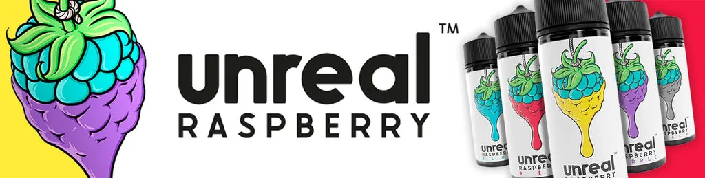 Unreal Raspberry colour-coded range by Dispergo, UK nic salt e-liquids
