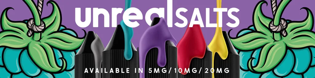 Unreal Raspberry nic salts by Dispergo, 10mg and 20mg 10ml bottles
