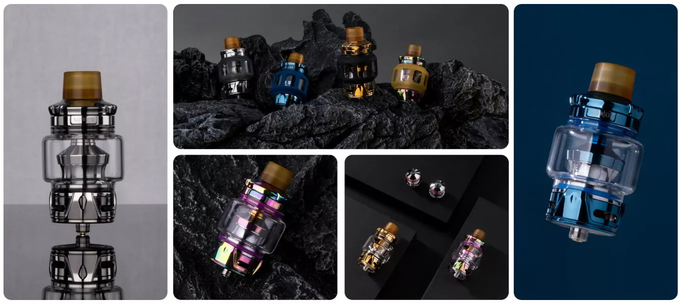 Uwell Valyrian 4 sub-ohm tank specification render showing coil chamber and glass construction