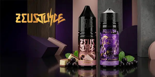 Zeus Juice e-liquid brand banner showing the UK range of shortfills and nic salts made in Birmingham since 2011