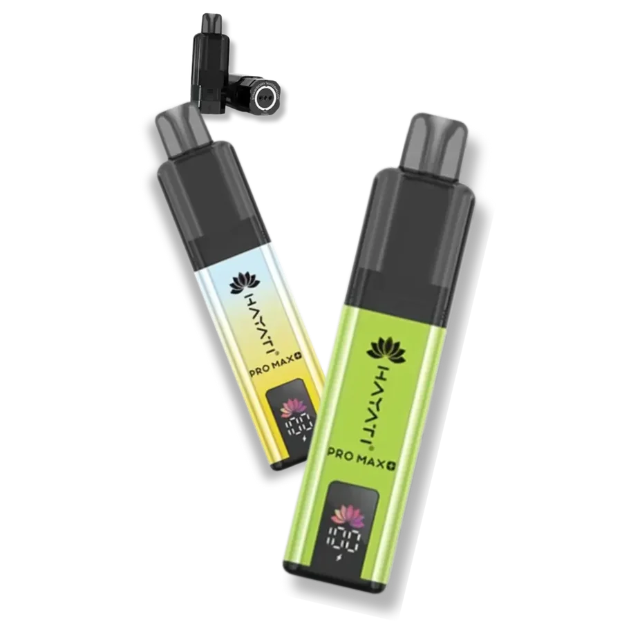 Hayati Pro Max Plus 6K prefilled pod kit with refill container showing the complete kit setup