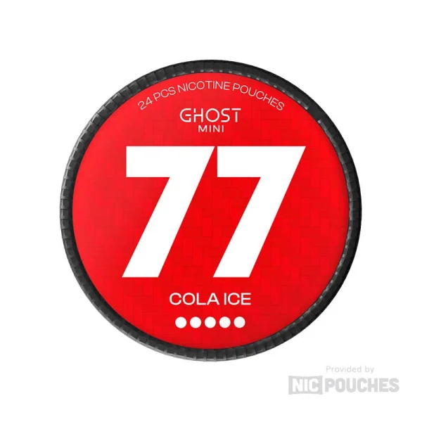 77 Ghost Mini Cola Ice nicotine pouch can, bold red design, 20mg Extra Strong, 24 pouches