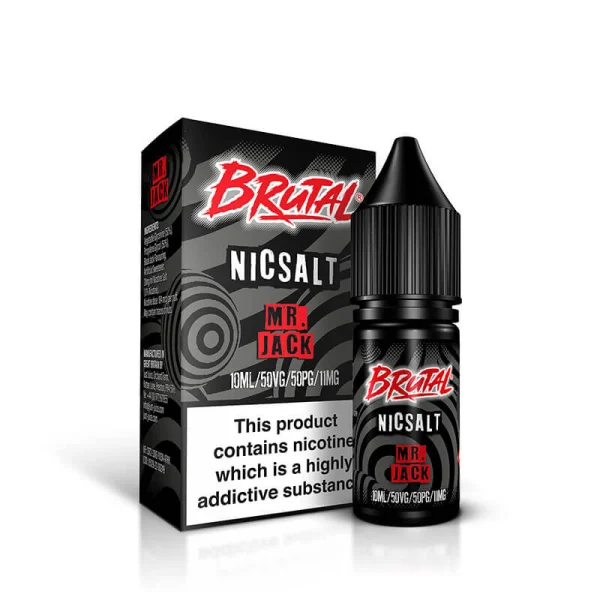 Brutal Mr Jack 10ml nic salt bottle and pack by Just Juice, 50/50 11mg