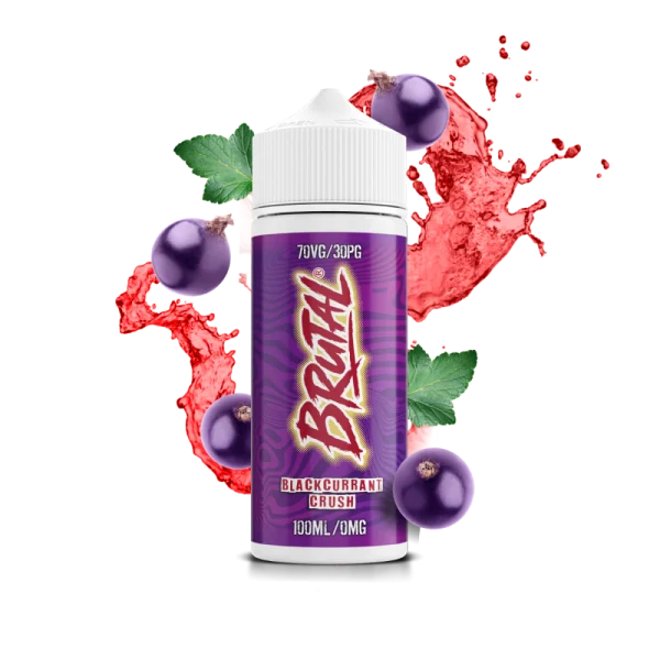 Brutal Blackcurrant Crush 100ml shortfill bottle by Just Juice with blackcurrants