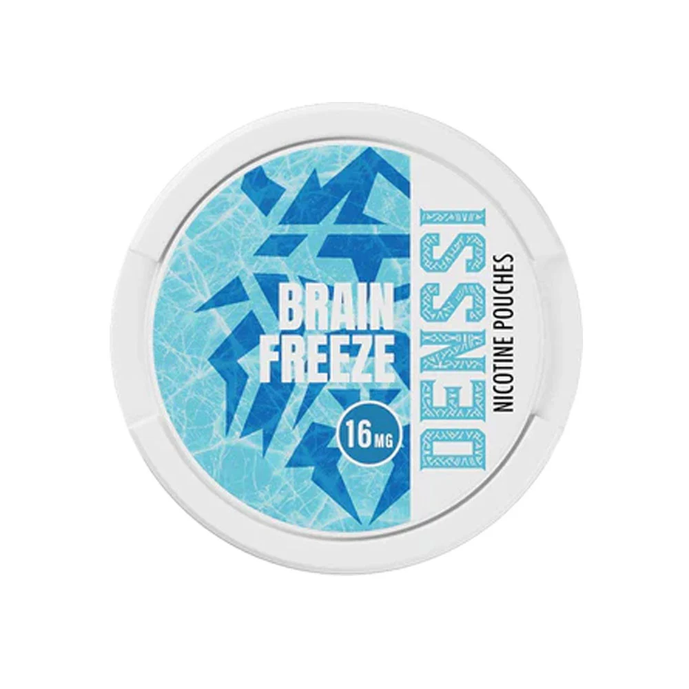 Denssi Brain Freeze 16mg nicotine pouch can, the stronger of the two intense cooling options