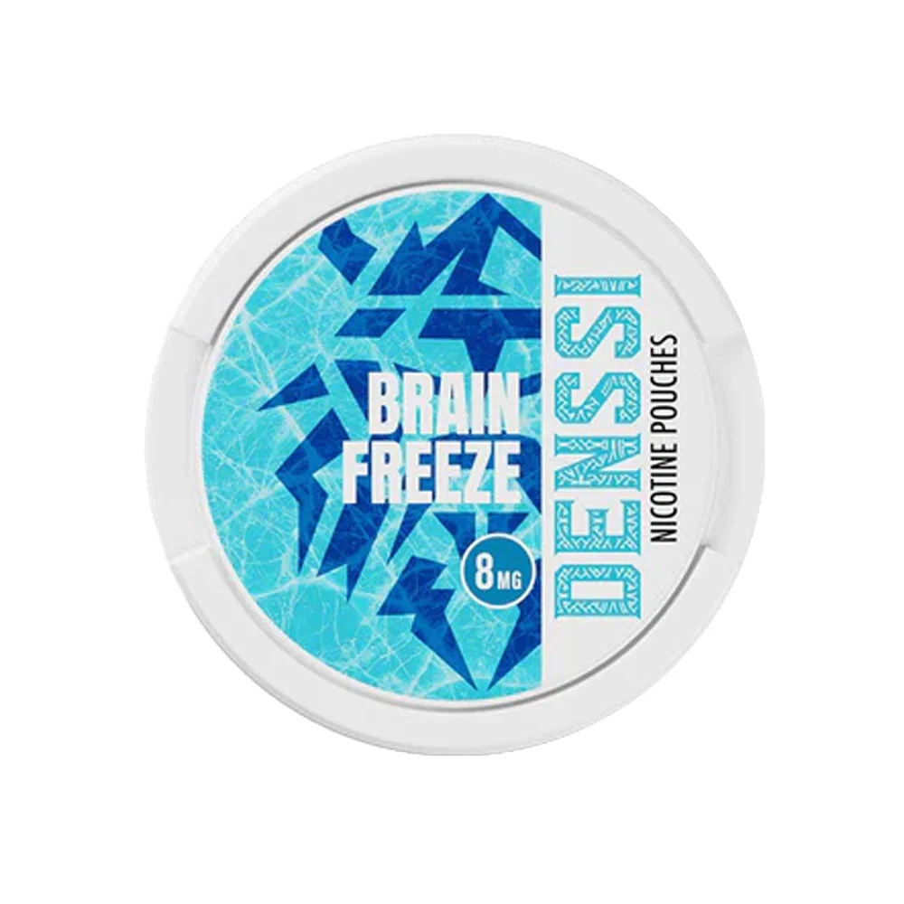 Denssi Brain Freeze 8mg nicotine pouch can, intense menthol tobacco-free white pouches