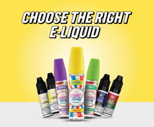 Dinner Lady e-liquid range banner showing the Select Tobacco bottles among the wider Dinner Lady salts line-up