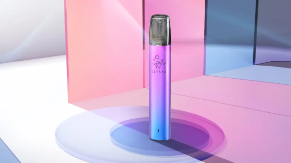 Elf Bar Mate 500 slim pod pen shown on a coloured glass scene