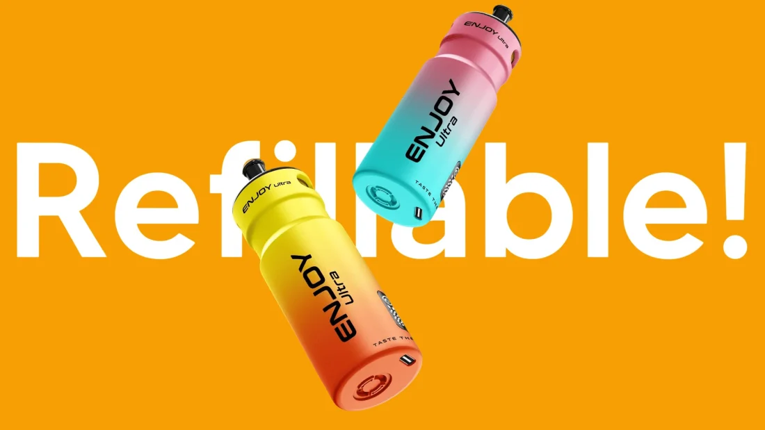 Enjoy Ultra 9000 refillable rechargeable pod kit in pink and blue
