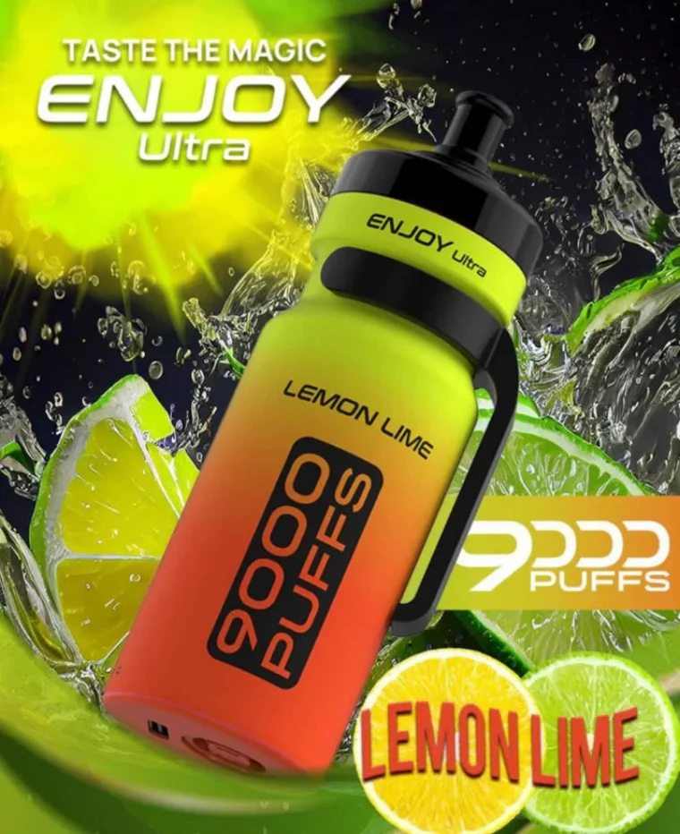 Enjoy Ultra 9000 Lemon Lime flavour with 9000 puffs branding