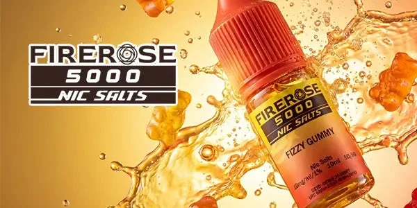 Elux Firerose 5000 nic salt banner showing flavour range