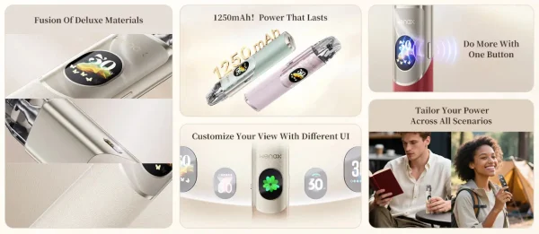 Geekvape Wenax Q2 features: deluxe materials, 1250mAh battery, custom UI and one-button control