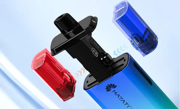 Hayati Pro Ultra+ pods being twisted out of the device for a swap
