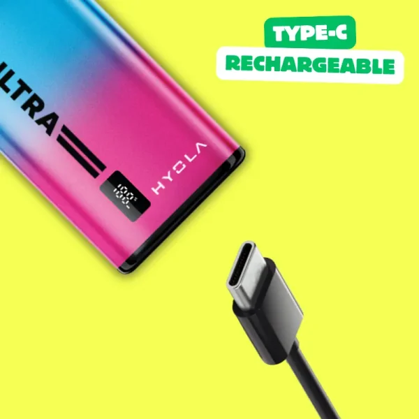 Hyola Ultra 30K device with USB-C cable showing Type-C rechargeable charging and battery display