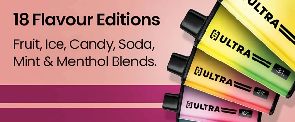 Hyola Ultra 30K flavour Editions fanned out in multiple colours showing the 18-plus dual-flavour range