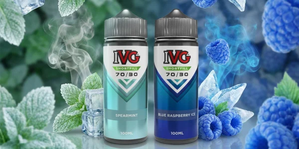 IVG 70/30 shortfill flavours, Spearmint and Blue Raspberry Ice among the range