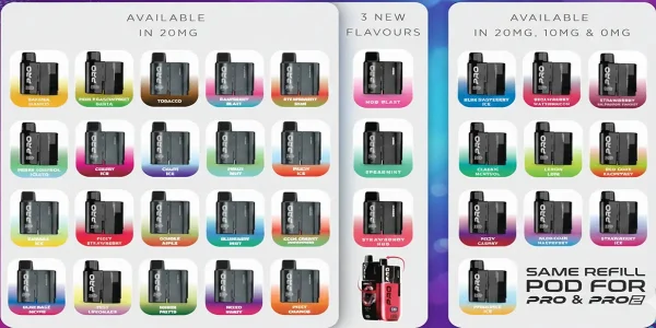 IVG Pro 12 pod range and strengths: 20mg, 10mg and 0mg, the same refill pod for Pro 12 and Pro 2