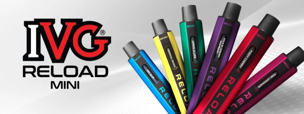 IVG Reload Mini pod kit in several colours, the compact device in the 2400 Reload system