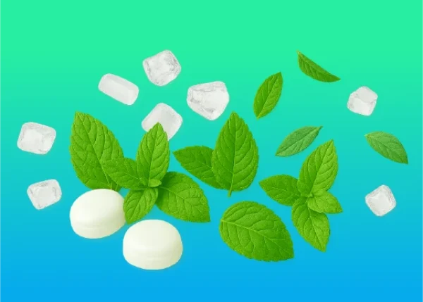 Fresh mint leaves and green plants on a vivid gradient background - representing the Just Juice Mint 10ml nic salt range including Black Mint, Green Mint, Spearmint and XXX Mint