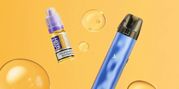 Lost Mary nic salt 10ml bottle beside a refillable pod device