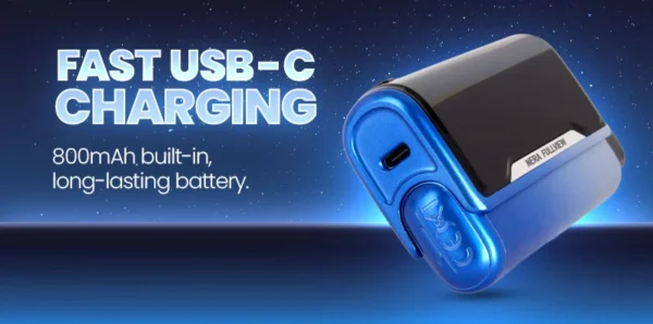 Lost Mary Nera 30K Pureview curved display showing battery level and charging port