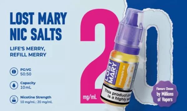 MaryLiq by Lost Mary nic salt, a 10ml 50/50 bottle in 10mg and 20mg