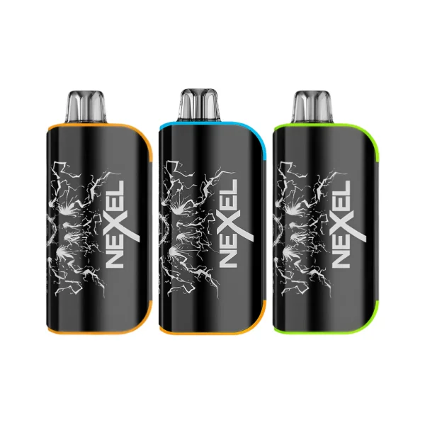 Nexel Thunder 15K prefilled pod kit in three colours, rated up to 15,000 puffs