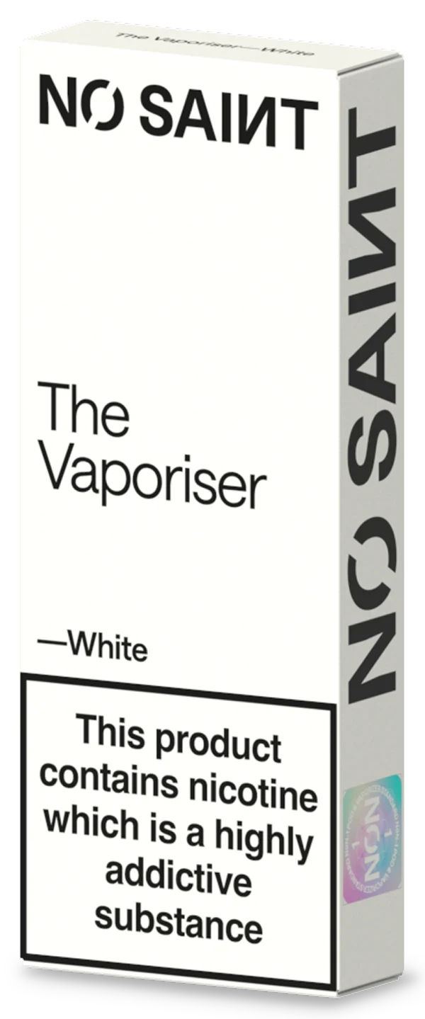 NO SAINT Vaporiser in White colourway, full device shot