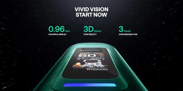 OXVA VPrime 0.96 inch colour screen with 3D visuals and three themes