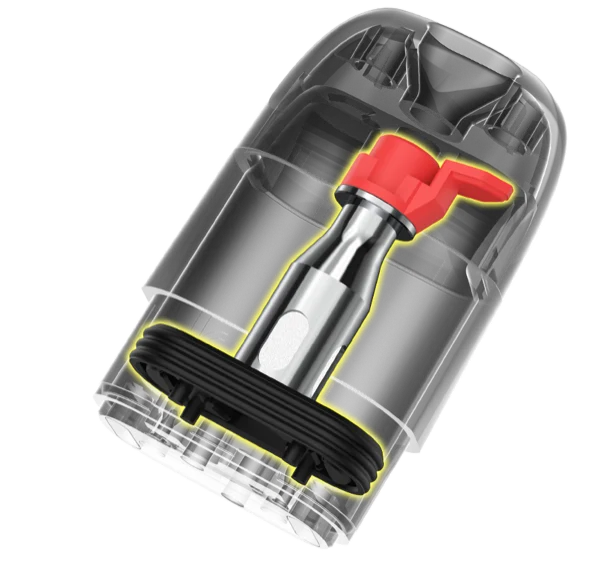 OXVA Xlim EZ pod cutaway showing the red sealed coil top and silicone base seal
