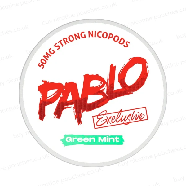 Pablo Exclusive Green Mint nicotine pouch can, 30mg extra-strong nicopods