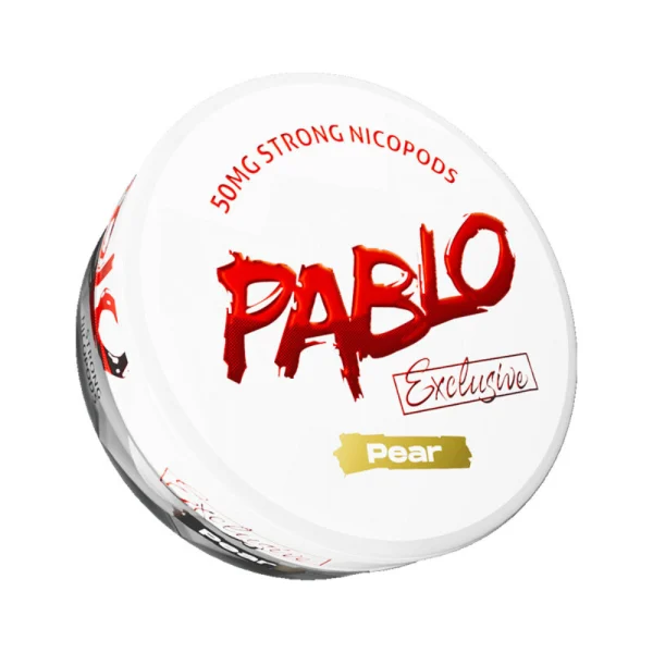Pablo Exclusive Pear nicotine pouch can, 30mg extra-strong nicopods