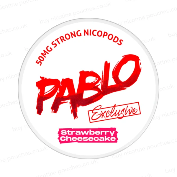 Pablo Exclusive Strawberry Cheesecake nicotine pouch can, 30mg extra-strong nicopods