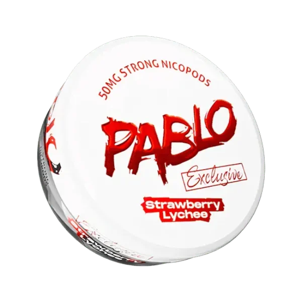 Pablo Exclusive Strawberry Lychee nicotine pouch can, 30mg extra-strong nicopods