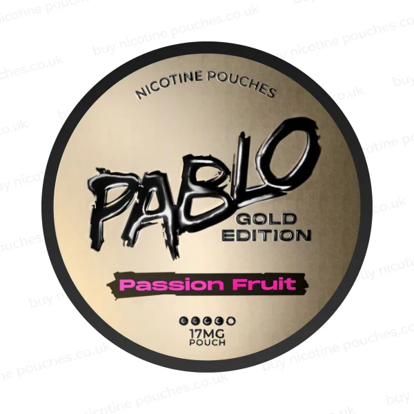 Pablo Gold Edition Passion Fruit nicotine pouch can, 17mg slim pouches