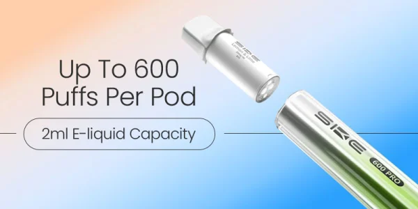 SKE 600 Pro prefilled pod with a 1.1ohm mesh coil and around 600 puffs