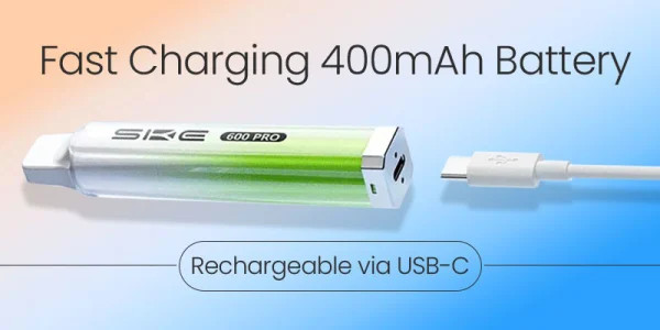 SKE 600 Pro 400mAh battery with fast USB-C charging