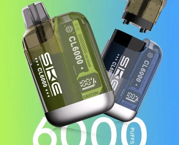 SKE Crystal CL6000 prefilled pod kit, 6000 puffs, with a modular replaceable pod