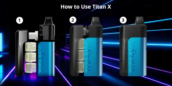 How to use Titan X replacement pods guide showing capsule insertion steps