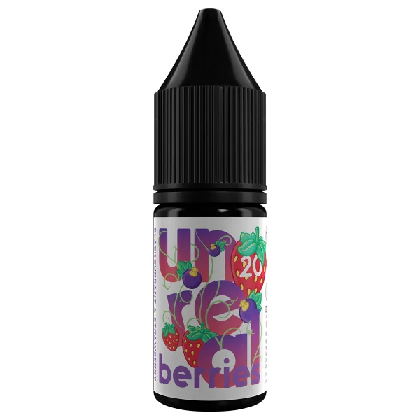 Unreal Berries Blackcurrant & Strawberry 10ml nic salt bottle, 50/50, purple berry label