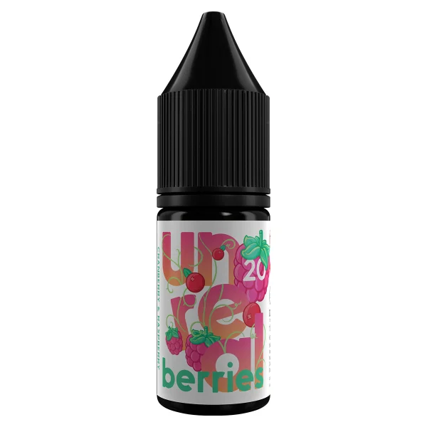 Unreal Berries Cranberry & Raspberry 10ml nic salt bottle, 50/50, pink berry label